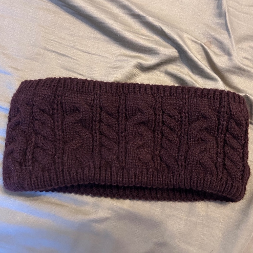 Cozy Fleece-Lined Knit Headband / Ear Warmer – Maroon